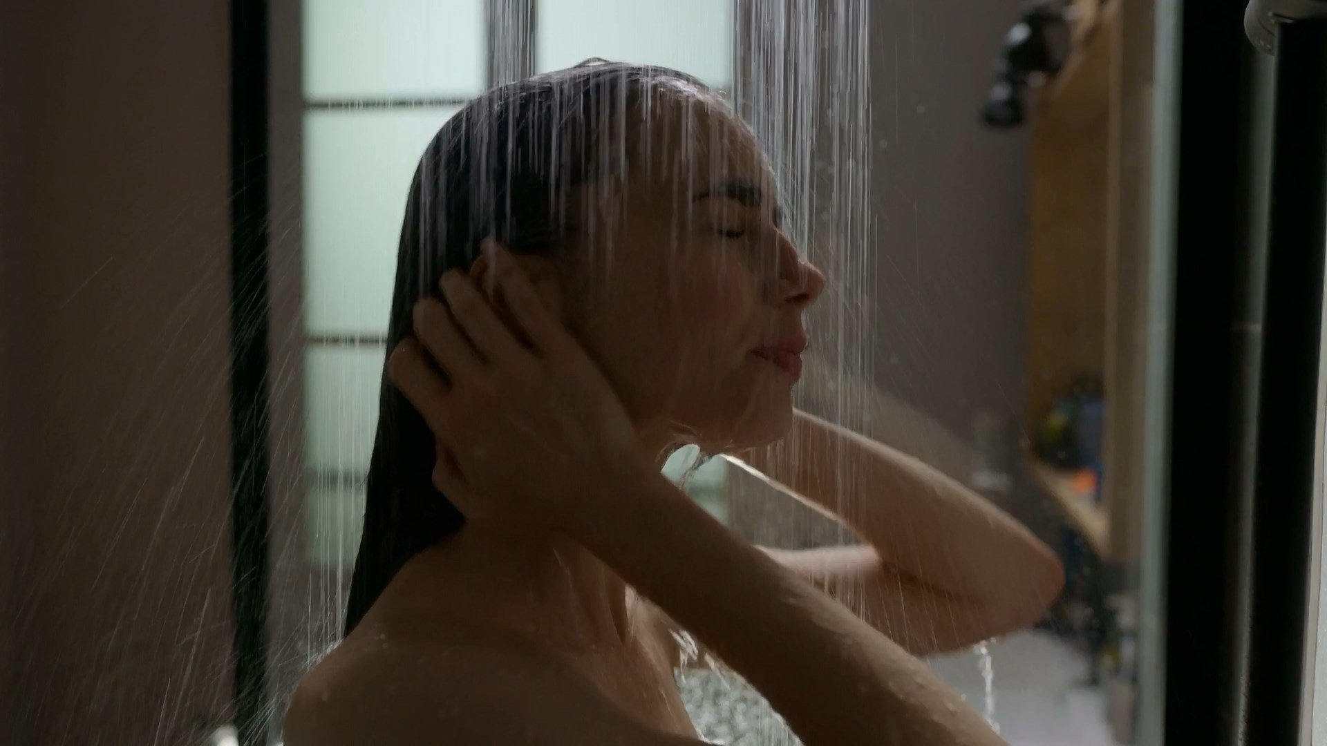 Lily Collins Shower half naked 5