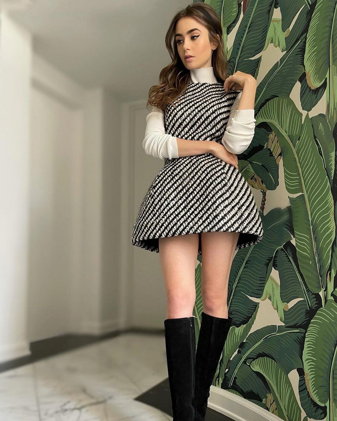 Lily Collins legs stockings 26